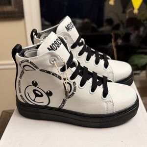 Moschino Kids Black and White Bear Sneakers Size 27